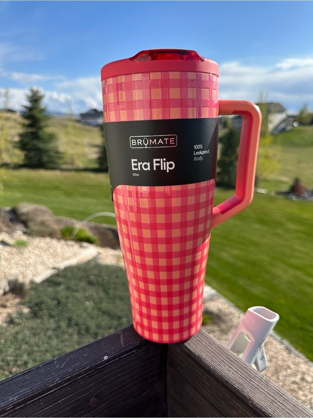 🩷🧡 BrüMate x Madi Nelson Peach Gingham Era Flip Tumbler 40oz 🧡🩷